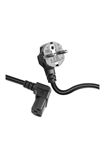 Koodmax C13 Power Kablo - Yukarı Dik Açı 90 Derece Dirsek L Tip - Standart Güç Kablosu - 1.8 mt
