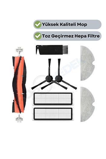 robotyedek Xiaomi Mop 2 Pro 3D - Σετ 8 τεμαχίων συμβατών ανταλλακτικών βουρτσών και φίλτρων Hepa (με κάμερα-Plus Global)