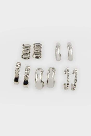DeFacto Women's 5-Piece Silver Earrings E8557Axns
