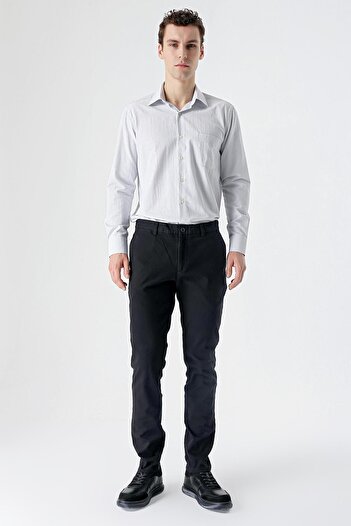 İmza Siyah Pamuklu Yandan Cepli Casual Slim Fit Chino Pantolon 1003235117