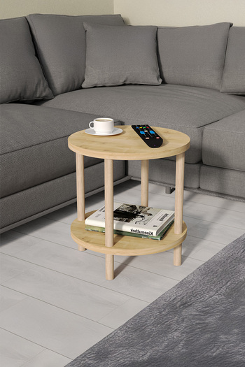 Sugo Design sugodesign Practica Coffee Table Two Tier Wooden Side Table Sapphire Oak Color