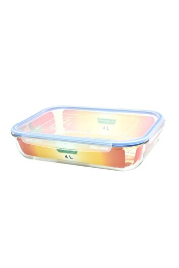 ABAREEK Glass oven tray with plastic cover, 4 liters, 34*25.5*7.9 cm