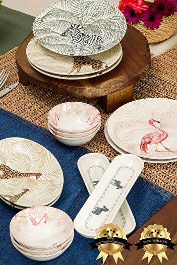 Heda Porselen Nature 16 Pieces Porcelain Breakfast Set for 6 Persons
