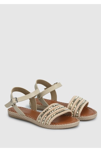 Provoq Beige Flat Women's Sandals