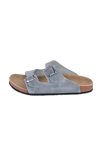 Moosefield Hakiki Deri Unisex Gri Süet Terlik