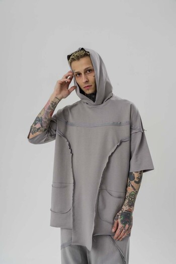 go gang own Elevated Asymmetrical Oversize Hooded T-Shirt