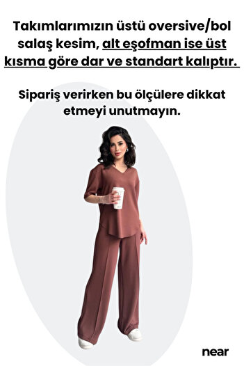 NEAR Modal Fabric Short Sleeve Tracksuit Set for Women, Top Oversize, Bottom Fit – Soft Fabric, Modern Design