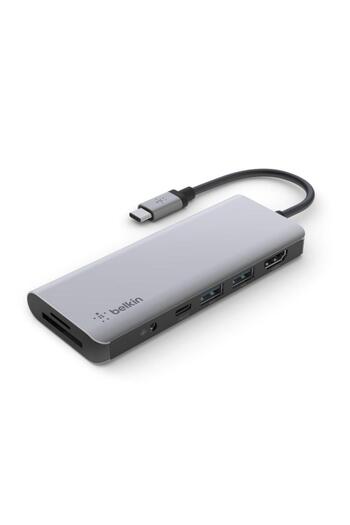 Belkin Hub USB Belkin AVC009btSGY, 2 x USB 3.0, 1 x USB Type-C, 1 x HDMI, Audio Combo, Card SD (Gri)