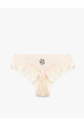 Koton Cotton Print Detailed Lace Brazilian Women's Panties