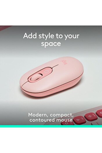 logitech Mouse fără fir Logitech POP, Bluetooth, 4000 DPI (Roz)