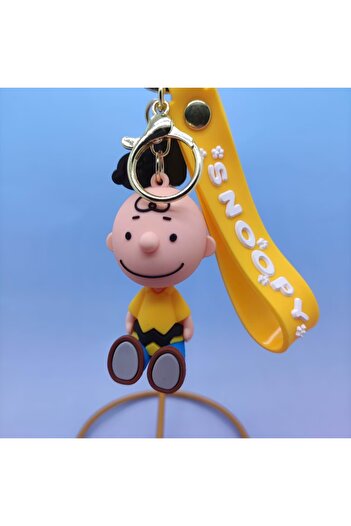 Miniso 6 cm Charlie Snoopy Cute Doll Keychain On The Phone Pendent Silicone Car Couple Keychain For Bags Pe