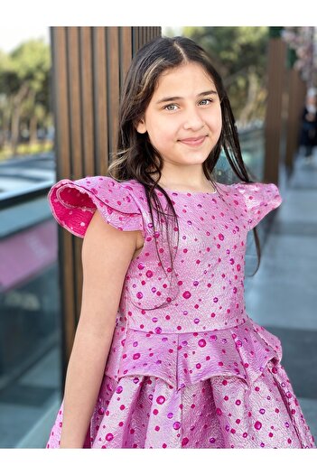 HÇ Hülya Çelik KİDSWEAR 2018 Kız Çocuk Bayramlık Doğum Günü Mezuniyet Abiye Pembe Elbise