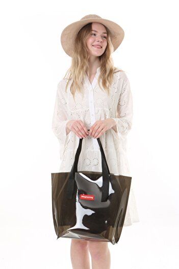 Baghashtag Transparent Black Oversized Beach Beach Bag