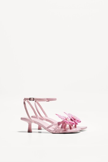Bershka Kitten heel sandals with floral detail