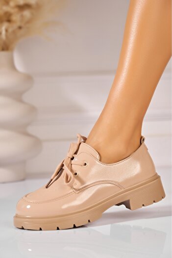 Joana Women's casual shoes Nude made of ecological patent leather Dalina3