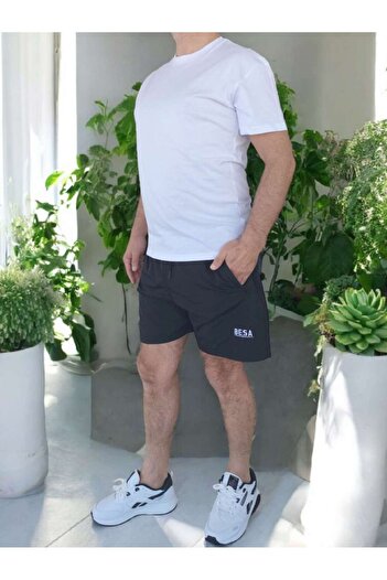 Besa Men's Black Sea Shorts + T-Shirt Double Set