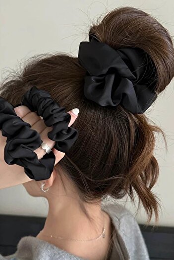 TAKIŞTIR Black Color Satin Bagel Buckle