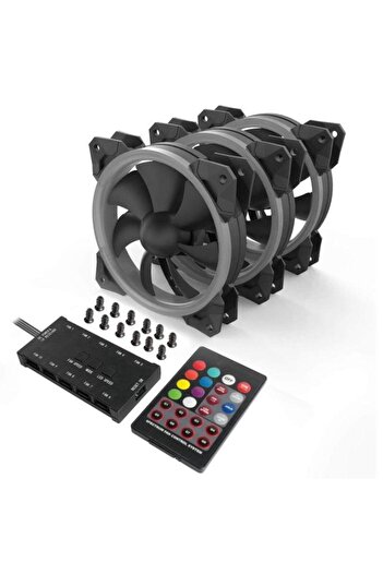 REDRAGON Ventilator Redragon F008, 120mm, Iluminare RGB, 3 buc. (Negru)