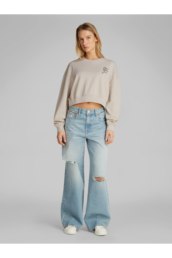 Calvin Klein Calvin Klein Women Gray Script Institutional Pullover Sweatshirt