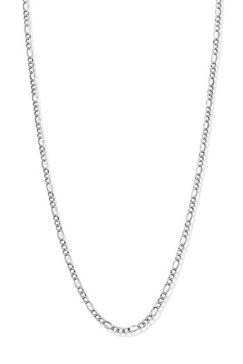 Altınkesesi 14 Ayar Altın Unisex Orta Kalın Beyaz Figaro Zincir Kolye 3.5 Mm 55 Cm