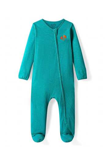 Bonfino Bonfino Footed Sleep Suits with Tree Print (Pack of 2) - Orange & Green