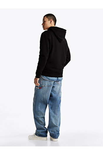 Tommy Hilfiger TJM REG DNA FLAG TWIST HOOD EXT Erkek siyah Sweatshirt DM0DM21100BDS
