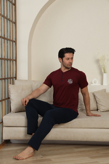 LİLA İÇ GİYİM ERKEK PENYE PIJAMA TAKIMI