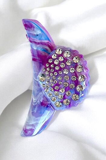TAKIŞTIR Purple Color Seashell Figured Stone Detailed Bone Latch Buckle