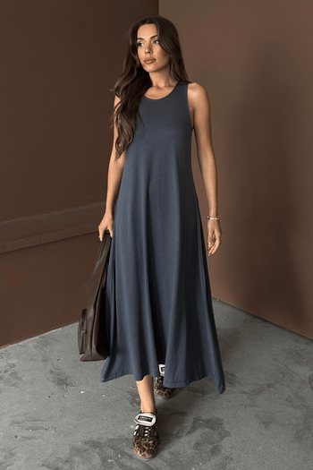 Paw Garage Women's Eleanor Smoked Modal Pique Fabric Maxi Summer Dress
