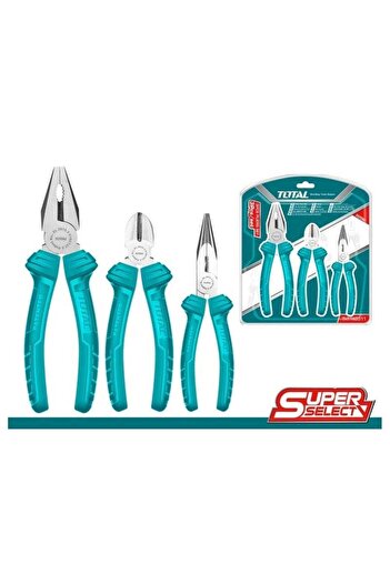 ALMAS 3-Piece Pliers Set - 7" Combination Pliers, 6" Long Nose Pliers, 6" Diagonal Cutting Pliers
