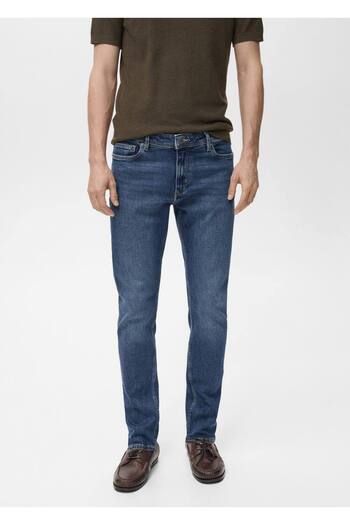 MANGO Man Джинси темного кольору з потертостями Jan Slim fit