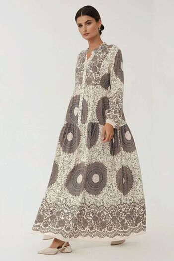 Hiccup Printed Long Sleeve Viscose Maxi Dress