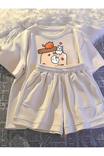 PENTHİLUS Girls Summer Shorts Set - Fashion Casual Sportswear 2 Pieces Short Sleeve Tops