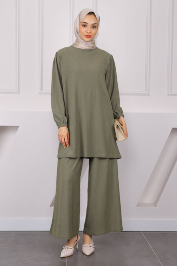 İmajButik Khaki Bürümcük Tunic Trousers Suit