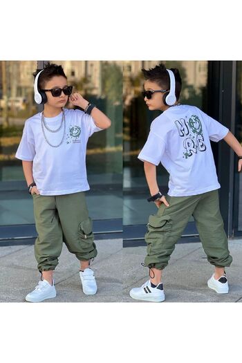 MUMİKİDS Boy's Parachute Fabric Bottom Top Set