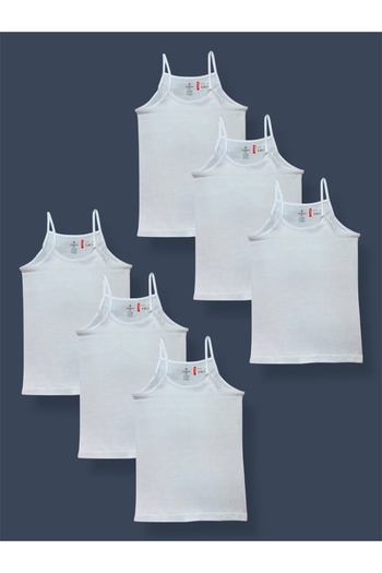 Ceylanoğlu 6-Piece White Girl's Ribbed Strap Undershirt
