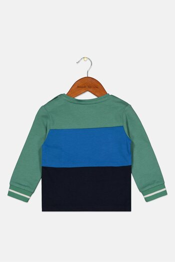 s.Oliver Toddlers Boy Crew Neck Colorblocked Long Sleeve Tops, Green