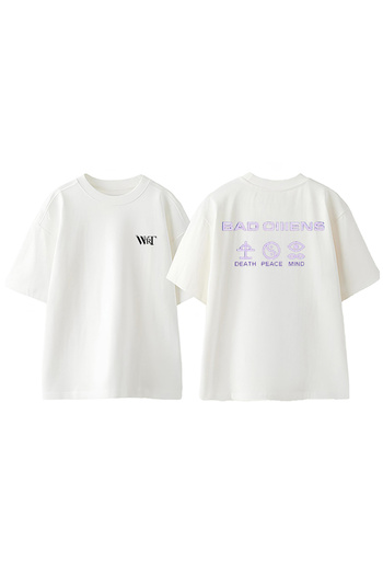 THEWERT Μπλουζάκι Bad Omens Purple Logo Σχέδιο Πίσω Βαμβακερό Λευκό Oversize T-shirt