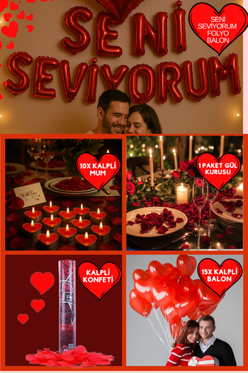 Baloncu Dede Heart Balloon I Love You Foil Balloon Heart Candle Confetti Dusty Rose Meet Valentine's Day
