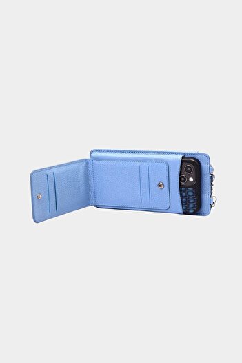 Grande 2783 Hakiki Deri Cüzdan Özellikli Fermuarlı Kadın Telefon Çantası Flother Buz Mavi