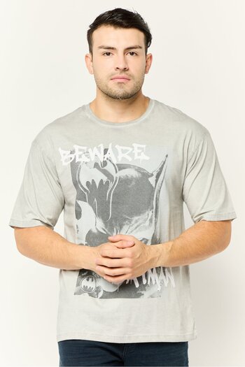 DC Men Crew Neck Short Sleeves Graphic Print T-Shirt, Grey