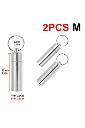 Choice 2pcs M 1-3PCS Mini Portable Aluminium Pill Case Keychain Outdoor Pocket Pill Box Container Carry Bo