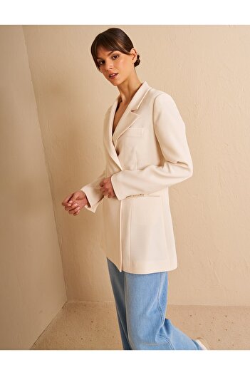 Kayra Men's Lapel Blazer Cream Jacket