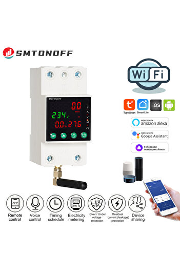 Choice 220V Tuya WiFi Single Phase 2P 63A Auto-Reclosing Over Under Voltage Protector Prepaid Meter Timer S