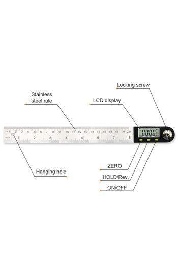 Choice Shahe 200mm Digital Protractor Inclinometer Electronic Angle Gauge Stainless Steel Angle Ruler Go...