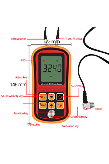 Choice GM100 Digital Ultrasonic Thickness Gauge Tester Plastic Glass Ceramics Metal Plate Stainless Stee...