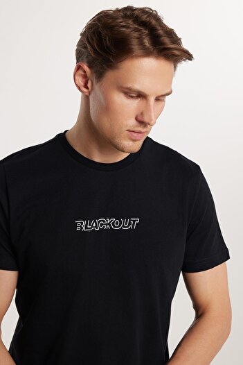 Tudors Ανδρικό T-shirt Slim Fit Slim Fit 100% βαμβακερό μαλακό μπλουζάκι με εμπριμέ μαύρο Crew