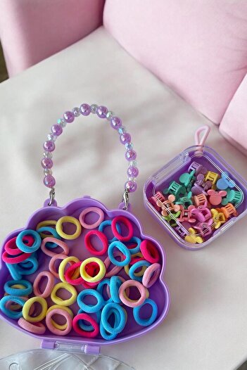 TAKIŞTIR Children's Buckle Set with Purple Color Bag