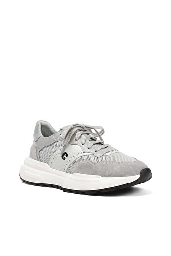 Celal Gültekin Women's gray lace-up thick sole suede leather sneaker