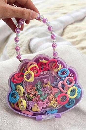 TAKIŞTIR Children's Buckle Set with Purple Color Bag